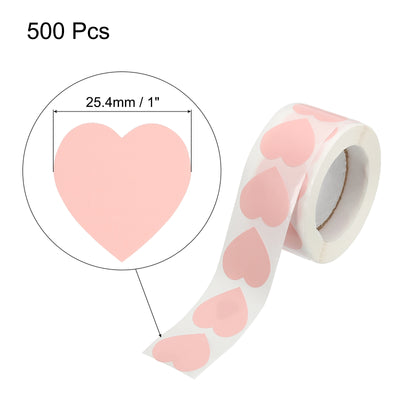 Harfington Heart Shaped Sticker 1" Self-Adhesive Love Label Pink 500 Pcs