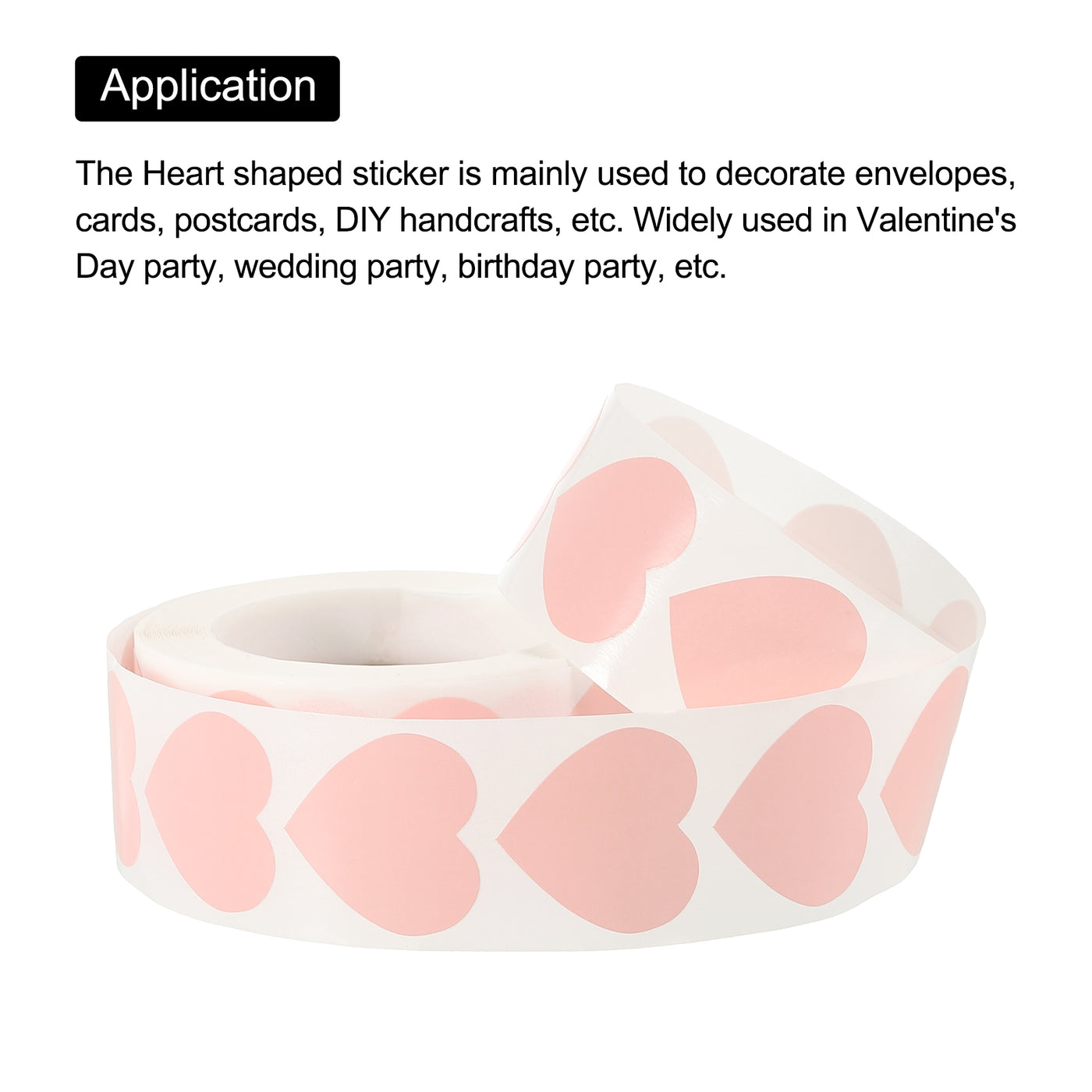 Harfington Heart Shaped Sticker 1" Self-Adhesive Love Label Pink 1000 Pcs