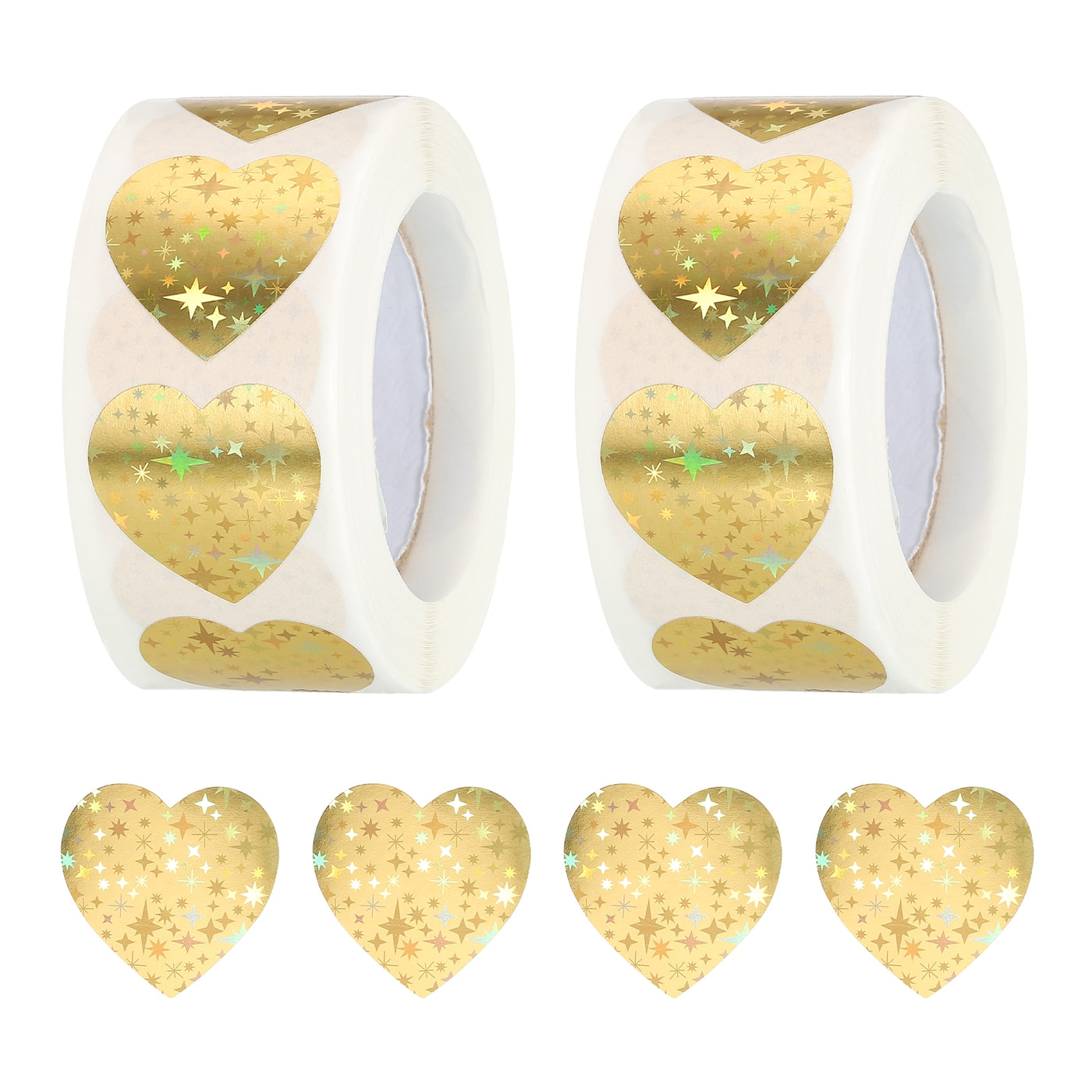 Harfington Heart Shaped Sticker 1" Self-Adhesive Love Label Star Golden 1000 Pcs