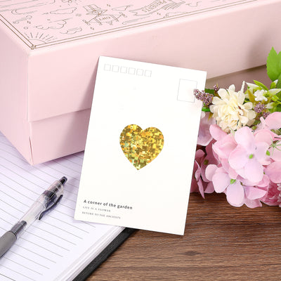 Harfington Heart Shaped Sticker 1" Self-Adhesive Love Label Glitter Golden 500 Pcs