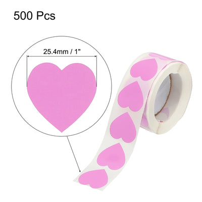 Harfington Heart Shaped Sticker 1" Self-Adhesive Love Label Rose Red 500 Pcs