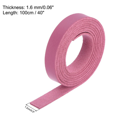 Harfington Leather Straps Strip Belt 1.2cm(0.5" Width) 100cm(40" Length) Leather Strips String Dark Pink for DIY Craft, Jewelry, Key Chains