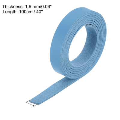 Harfington Leather Straps Strip Belt 1.2cm(0.5" Width) 100cm(40" Length) Leather Strips String Blue for DIY Craft, Jewelry, Key Chains, Pack of 2