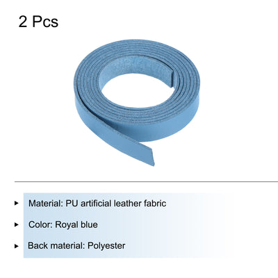 Harfington Leather Straps Strip Belt 1.2cm(0.5" Width) 100cm(40" Length) Leather Strips String Blue for DIY Craft, Jewelry, Key Chains, Pack of 2