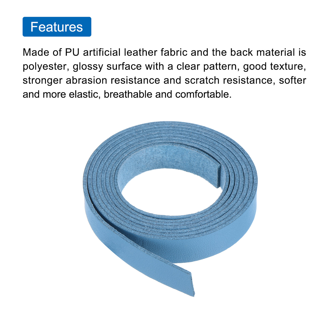 Harfington Leather Straps Strip Belt 1.2cm(0.5" Width) 100cm(40" Length) Leather Strips String Blue for DIY Craft, Jewelry, Key Chains, Pack of 2