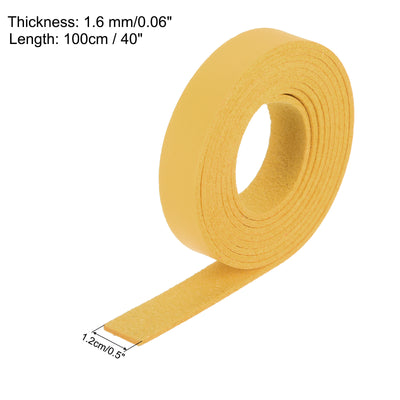 Harfington Leather Straps Strip Belt 1.2cm(0.5" Width) 100cm(40" Length) Leather Strips String Yellow for DIY Craft, Jewelry, Key Chains