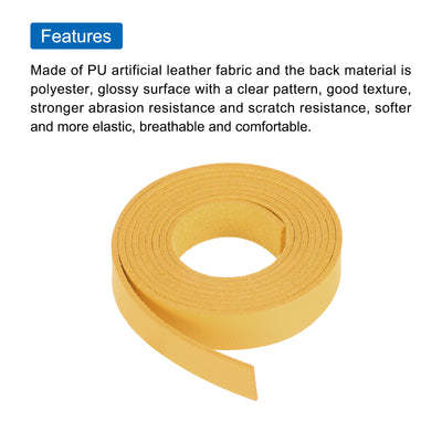 Harfington Leather Straps Strip Belt 1.2cm(0.5" Width) 100cm(40" Length) Leather Strips String Yellow for DIY Craft, Jewelry, Key Chains