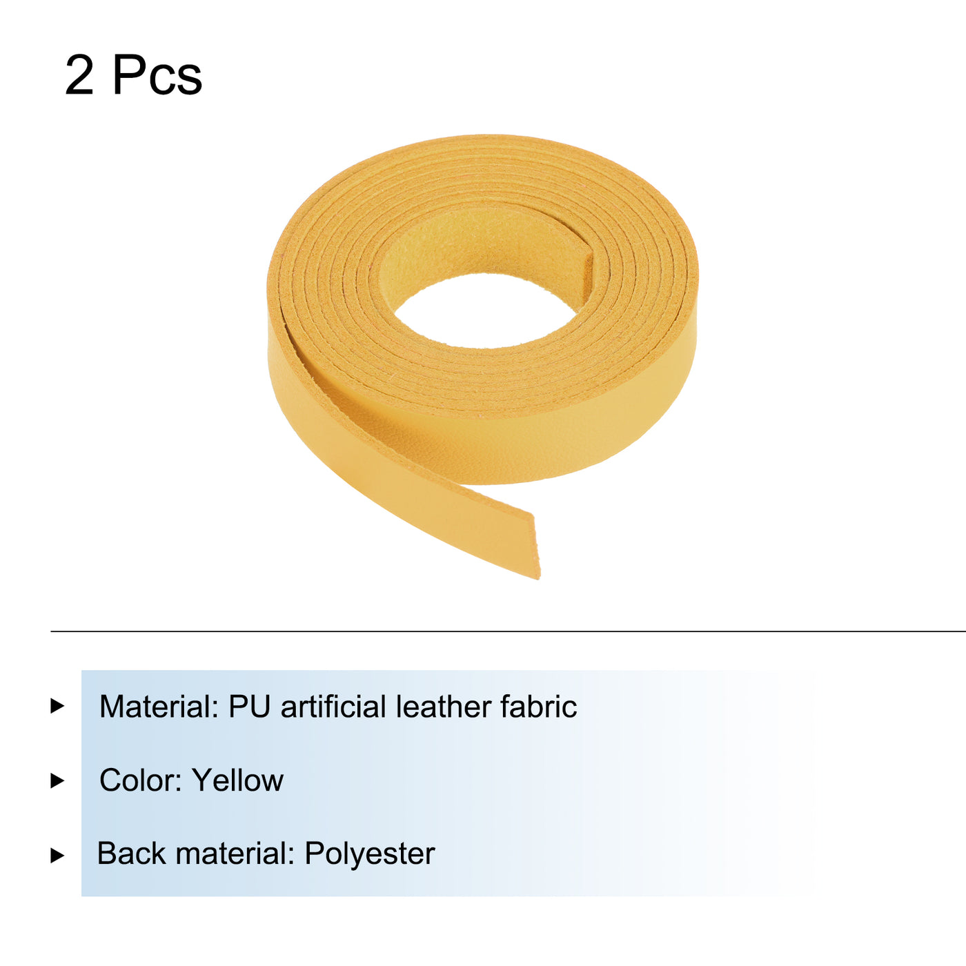 Harfington Leather Straps Strip Belt 1.2cm(0.5" Width) 100cm(40" Length) Leather Strips String Yellow for DIY Craft, Jewelry, Key Chains, Pack of 2