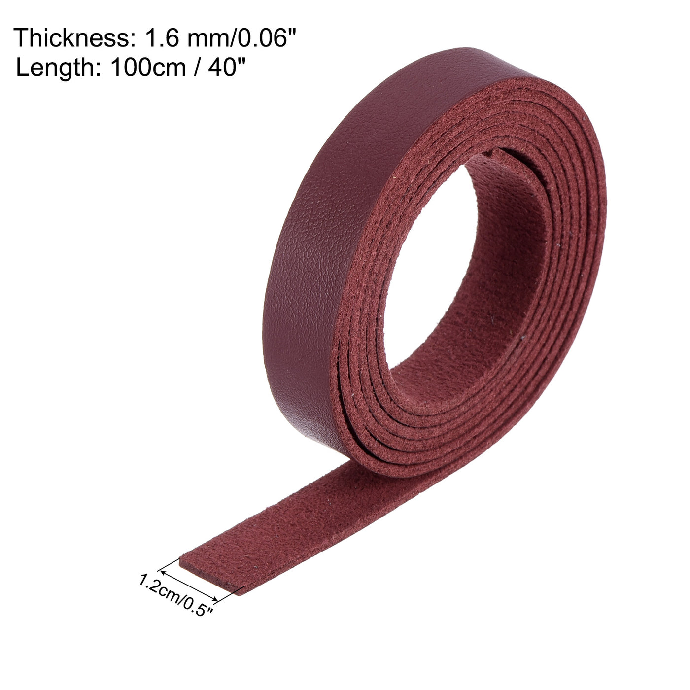 Harfington Leather Straps Strip Belt 1.2cm(0.5" Width) 100cm(40" Length) Leather Strips String Wine Red for DIY Craft, Jewelry, Key Chains