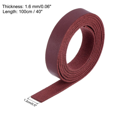 Harfington Leather Straps Strip Belt 1.2cm(0.5" Width) 100cm(40" Length) Leather Strips String Wine Red for DIY Craft, Jewelry, Key Chains