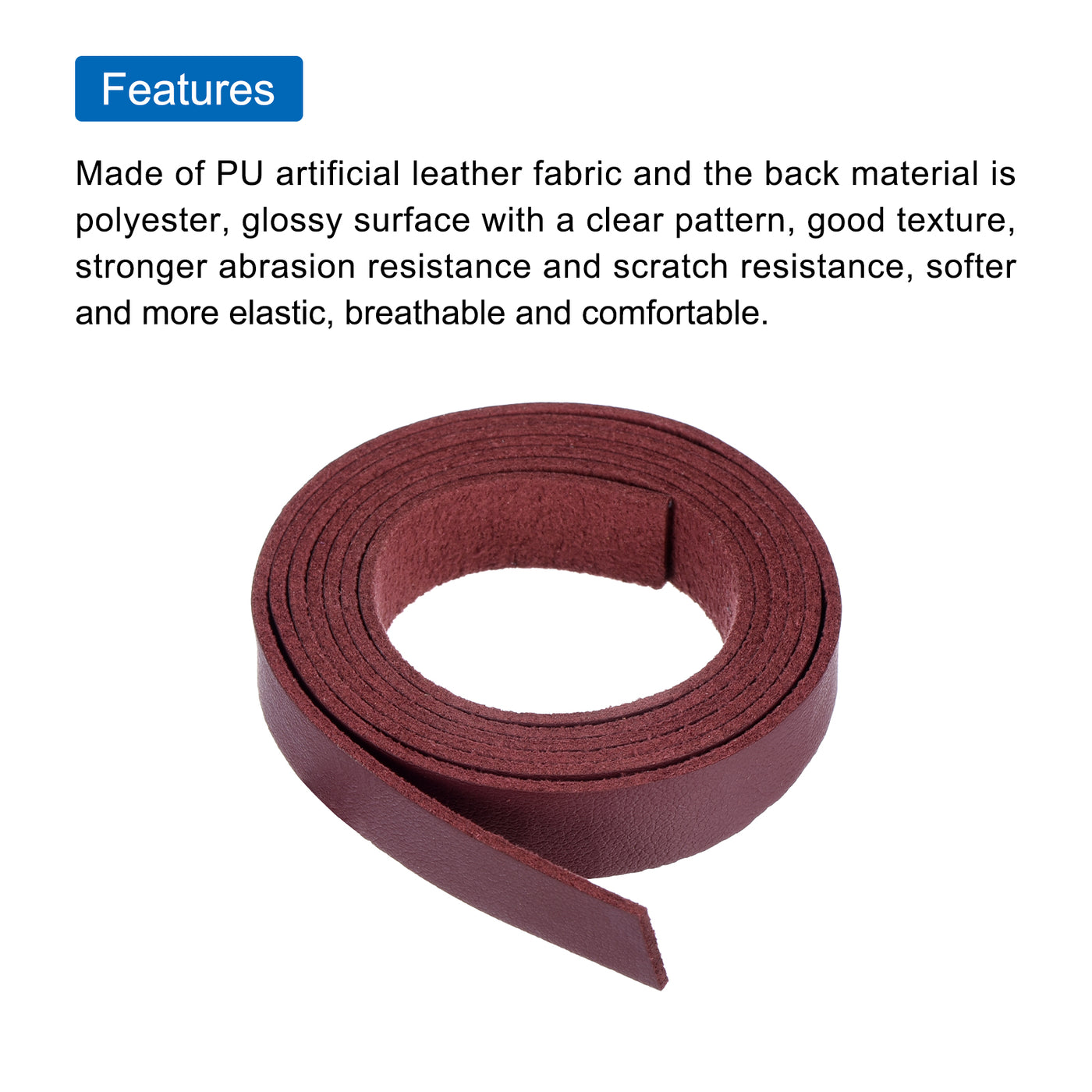 Harfington Leather Straps Strip Belt 1.2cm(0.5" Width) 100cm(40" Length) Leather Strips String Wine Red for DIY Craft, Jewelry, Key Chains