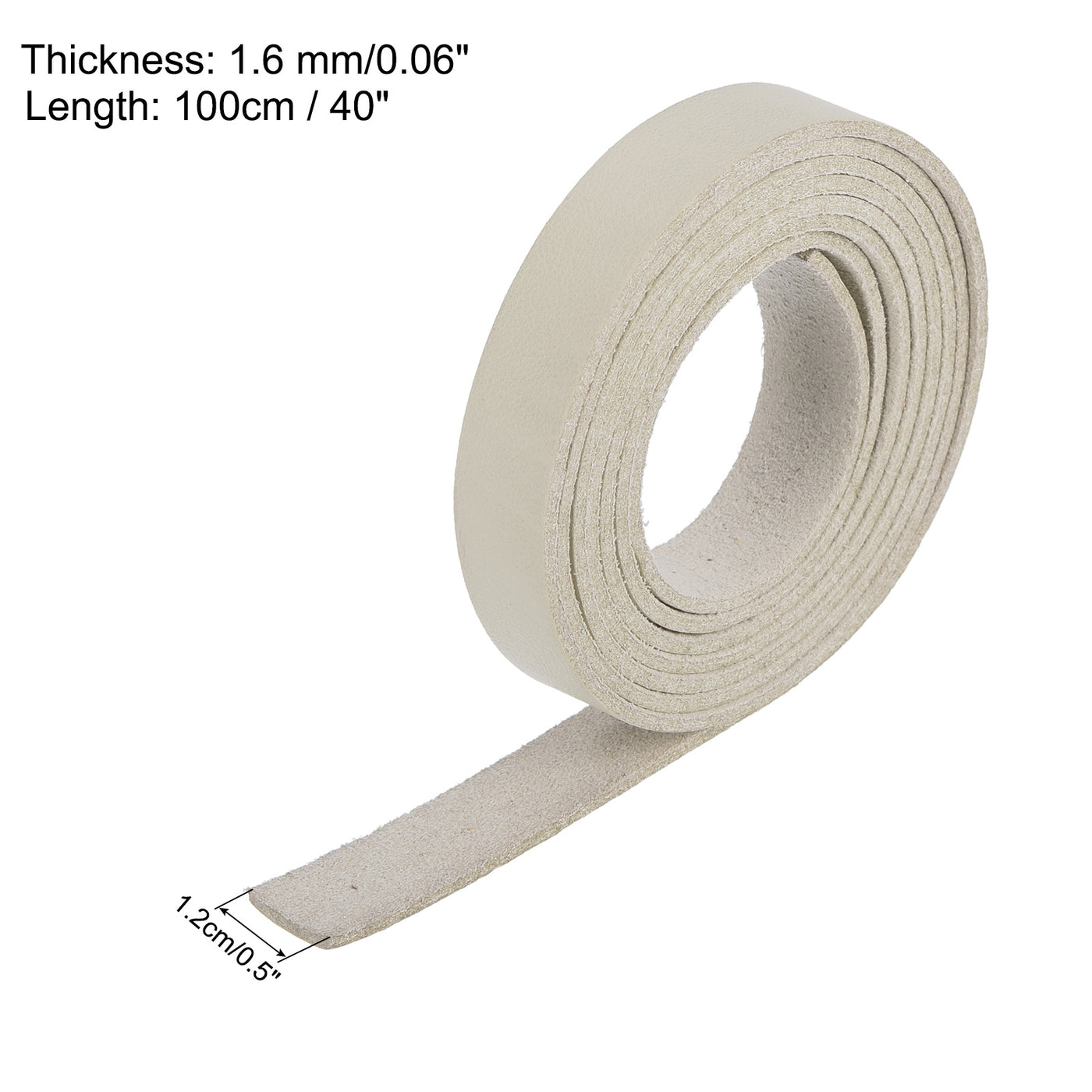 Harfington Leather Straps Strip Belt 1.2cm(0.5" Width) 100cm(40" Length) Leather Strips String Beige for DIY Craft, Jewelry, Key Chains, Pack of 2