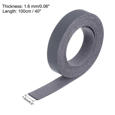 Harfington Leather Straps Strip Belt 1.2cm(0.5" Width) 100cm(40" Length) Leather Strips String Dark Grey for DIY Craft, Jewelry, Key Chains, Pack of 2