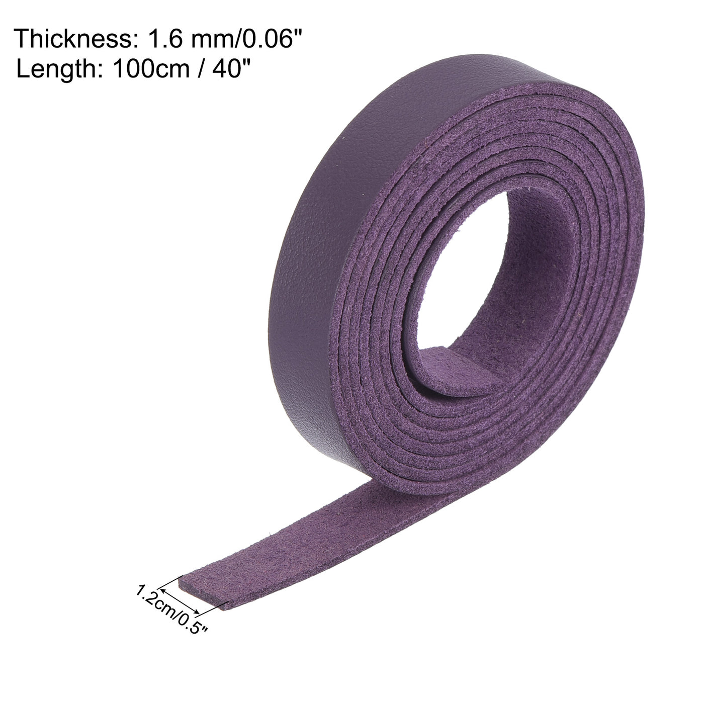 Harfington Leather Straps Strip Belt 1.2cm(0.5" Width) 100cm(40" Length) Leather Strips String Purple for DIY Craft, Jewelry, Key Chains, Pack of 2