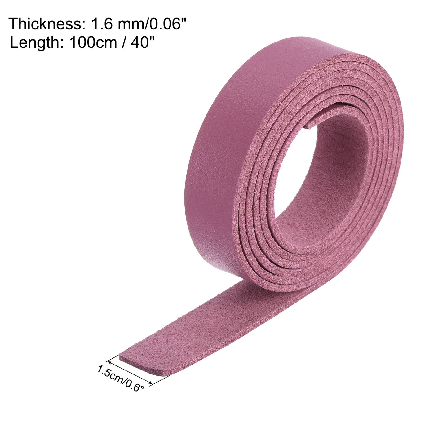 Harfington Leather Straps Strip Belt 1.5cm(0.6" Width) 100cm(40" Length) Leather Strips String Dark Pink for DIY Craft, Jewelry, Key Chains, Pack of 2