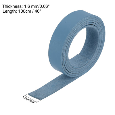 Harfington Leather Straps Strip Belt 1.5cm(0.6" Width) 100cm(40" Length) Leather Strips String Blue for DIY Craft, Jewelry, Key Chains, Pack of 2