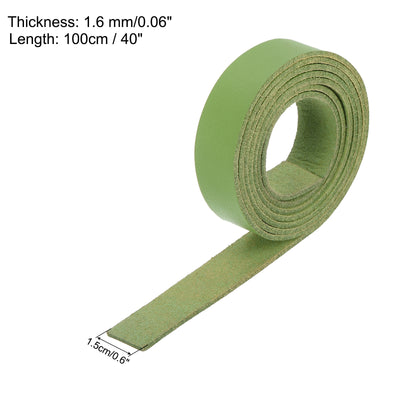 Harfington Leather Straps Strip Belt 1.5cm(0.6" Width) 100cm(40" Length) Leather Strips String Green for DIY Craft, Jewelry, Key Chains