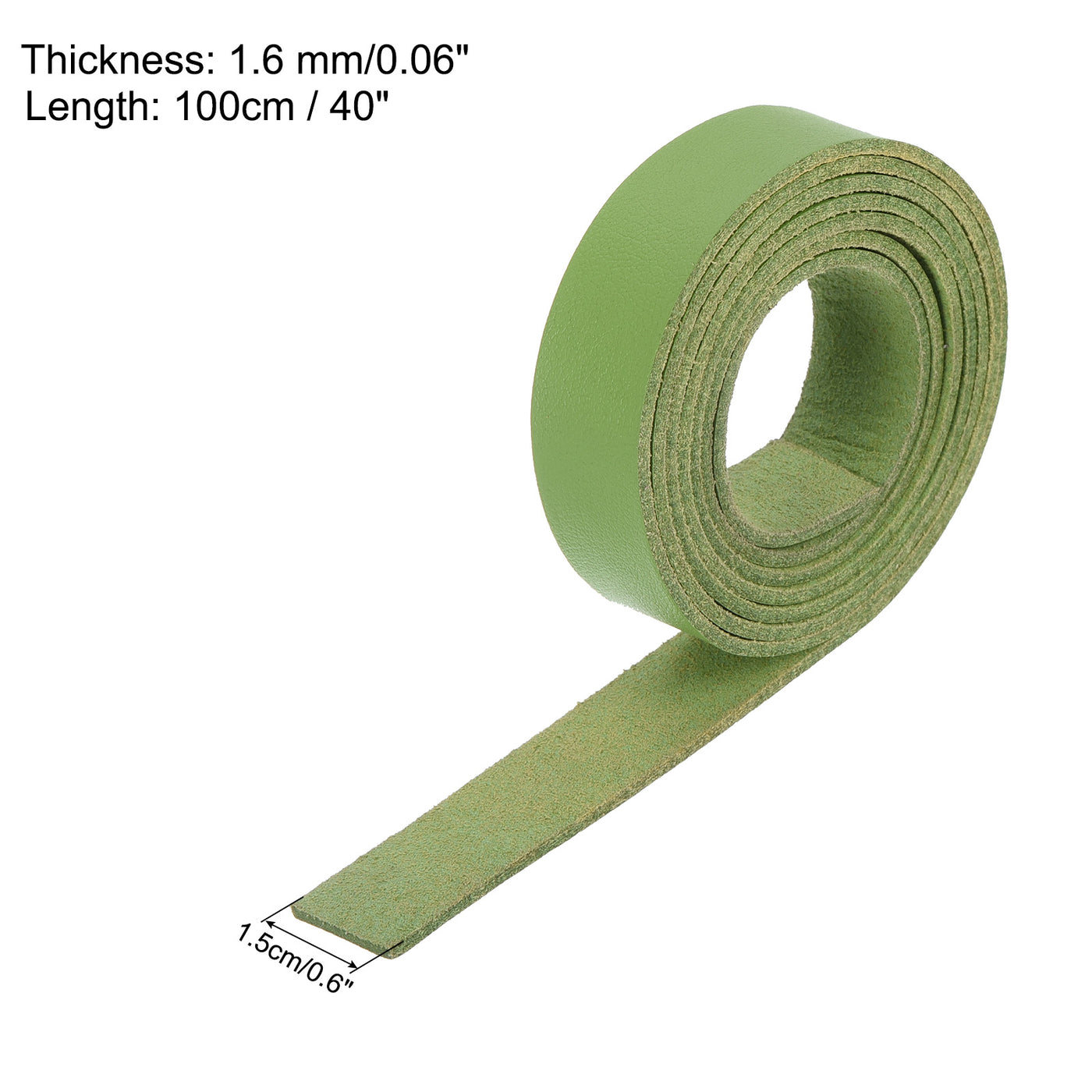 Harfington Leather Straps Strip Belt 1.5cm(0.6" Width) 100cm(40" Length) Leather Strips String Green for DIY Craft, Jewelry, Key Chains, Pack of 2