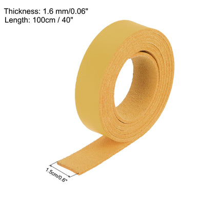 Harfington Leather Straps Strip Belt 1.5cm(0.6" Width) 100cm(40" Length) Leather Strips String Yellow for DIY Craft, Jewelry, Key Chains