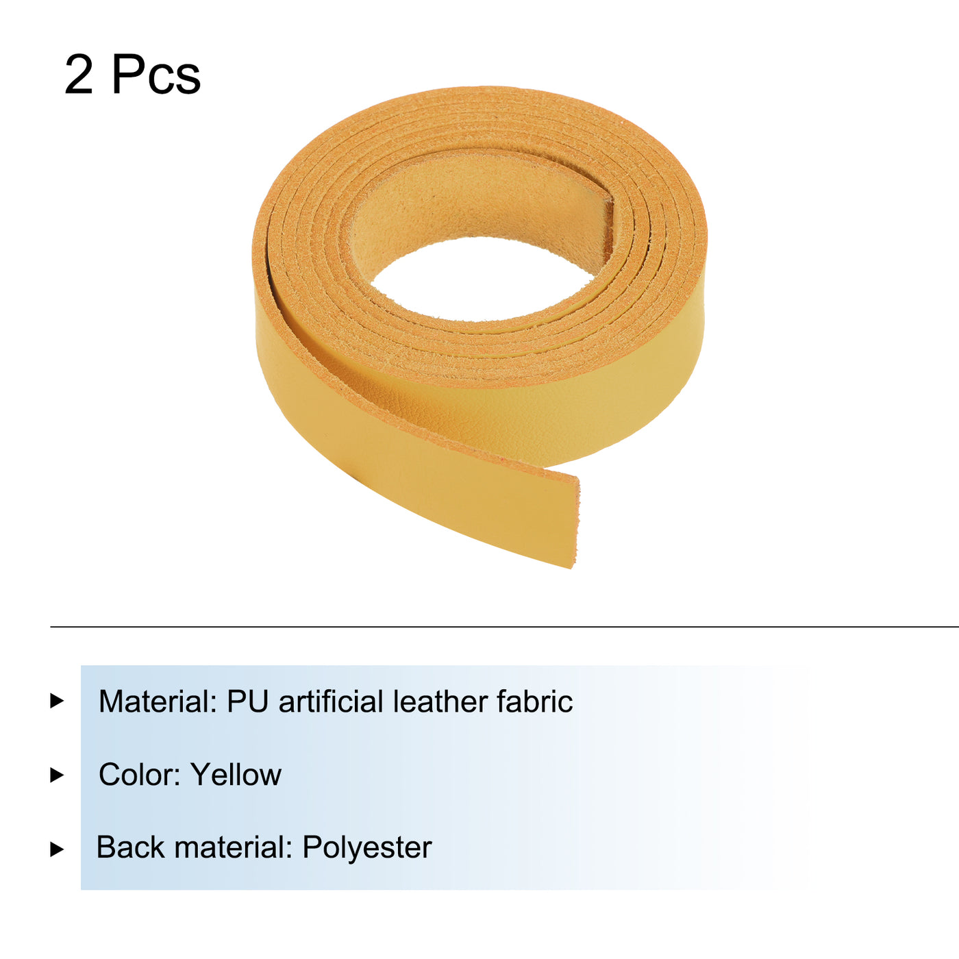 Harfington Leather Straps Strip Belt 1.5cm(0.6" Width) 100cm(40" Length) Leather Strips String Yellow for DIY Craft, Jewelry, Key Chains, Pack of 2