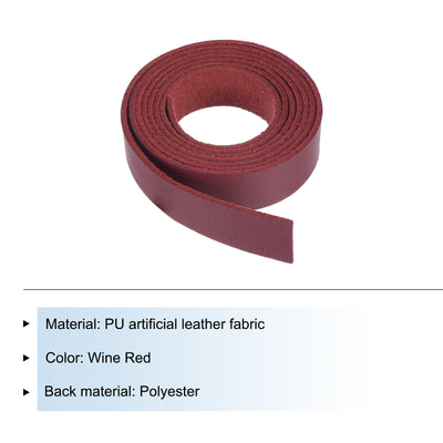 Harfington Leather Straps Strip Belt 1.5cm(0.6" Width) 100cm(40" Length) Leather Strips String Wine Red for DIY Craft, Jewelry, Key Chains