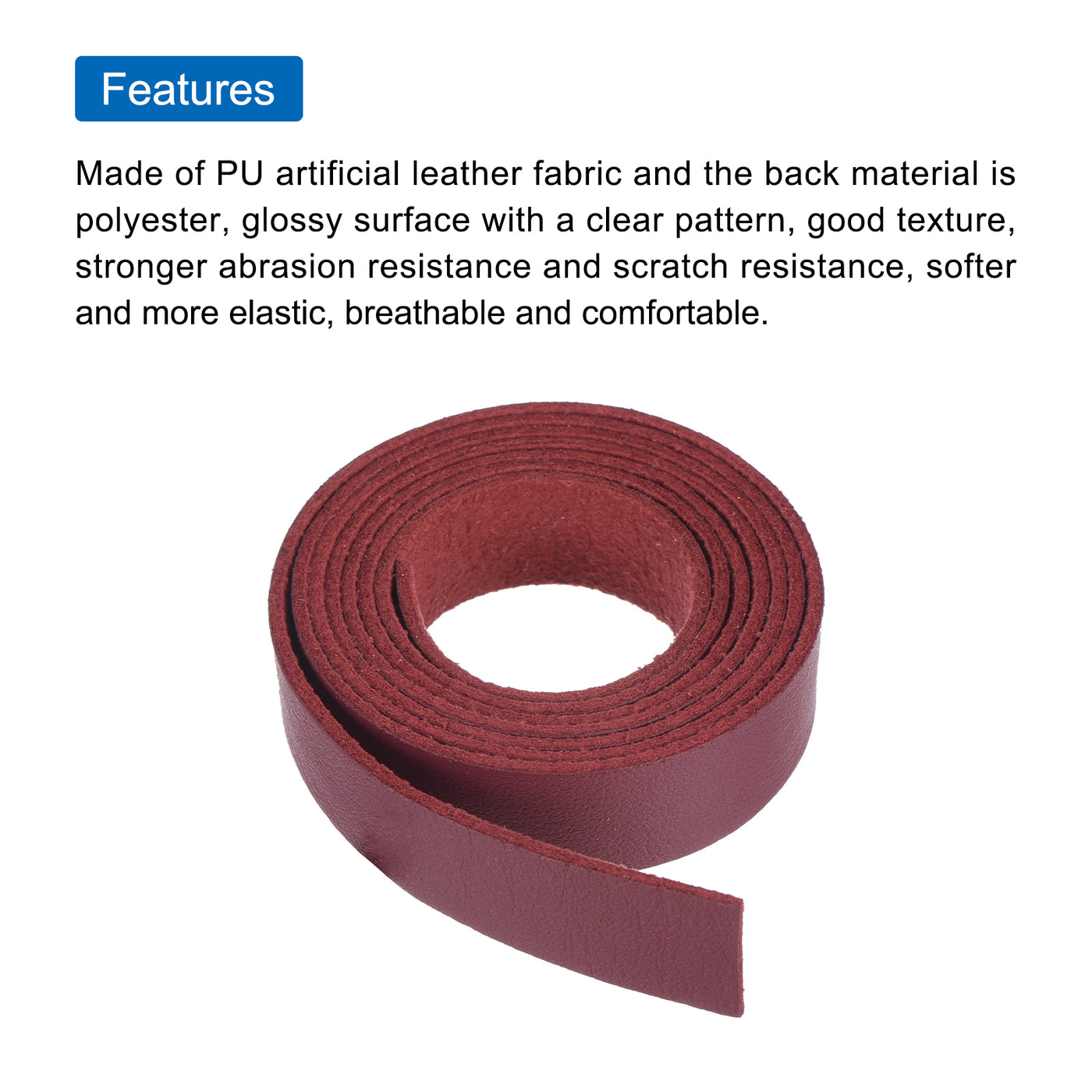 Harfington Leather Straps Strip Belt 1.5cm(0.6" Width) 100cm(40" Length) Leather Strips String Wine Red for DIY Craft, Jewelry, Key Chains