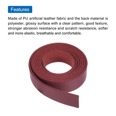 Harfington Leather Straps Strip Belt 1.5cm(0.6" Width) 100cm(40" Length) Leather Strips String Wine Red for DIY Craft, Jewelry, Key Chains