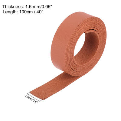 Harfington Leather Straps Strip Belt 1.5cm(0.6" Width) 100cm(40" Length) Leather Strips String Orange for DIY Craft, Jewelry, Key Chains, Pack of 2