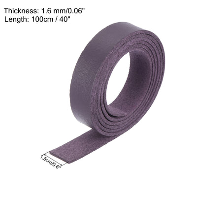 Harfington Leather Straps Strip Belt 1.5cm(0.6" Width) 100cm(40" Length) Leather Strips String Purple for DIY Craft, Jewelry, Key Chains