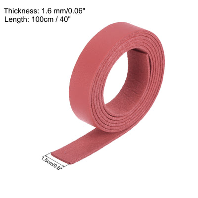 Harfington Leather Straps Strip Belt 1.5cm(0.6" Width) 100cm(40" Length) Leather Strips String Bright Red for DIY Craft, Jewelry, Key Chains, Pack of 2