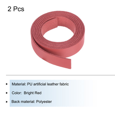 Harfington Leather Straps Strip Belt 1.5cm(0.6" Width) 100cm(40" Length) Leather Strips String Bright Red for DIY Craft, Jewelry, Key Chains, Pack of 2