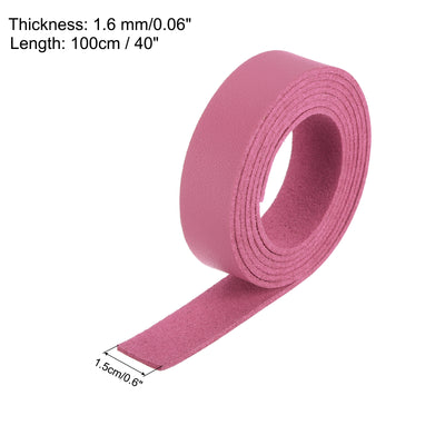 Harfington Leather Straps Strip Belt 1.5cm(0.6" Width) 100cm(40" Length) Leather Strips String Bright Pink for DIY Craft, Jewelry, Key Chains