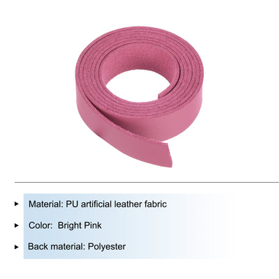 Harfington Leather Straps Strip Belt 1.5cm(0.6" Width) 100cm(40" Length) Leather Strips String Bright Pink for DIY Craft, Jewelry, Key Chains