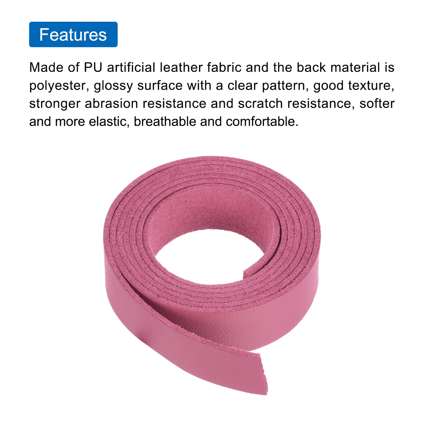 Harfington Leather Straps Strip Belt 1.5cm(0.6" Width) 100cm(40" Length) Leather Strips String Bright Pink for DIY Craft, Jewelry, Key Chains