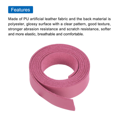 Harfington Leather Straps Strip Belt 1.5cm(0.6" Width) 100cm(40" Length) Leather Strips String Bright Pink for DIY Craft, Jewelry, Key Chains