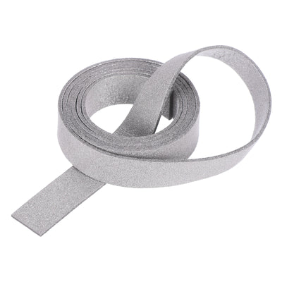 Harfington Leather Straps Strip Belt 1.5cm(0.6" Width) 100cm(40" Length) Leather Strips String Bright Silver for DIY Craft, Jewelry, Key Chains