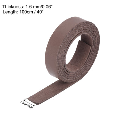 Harfington Leather Straps Strip Belt 1.5cm(0.6" Width) 100cm(40" Length) Leather Strips String Brown for DIY Craft, Jewelry, Key Chains, Pack of 2