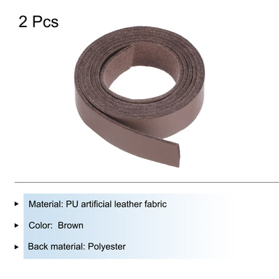 Harfington Leather Straps Strip Belt 1.5cm(0.6" Width) 100cm(40" Length) Leather Strips String Brown for DIY Craft, Jewelry, Key Chains, Pack of 2