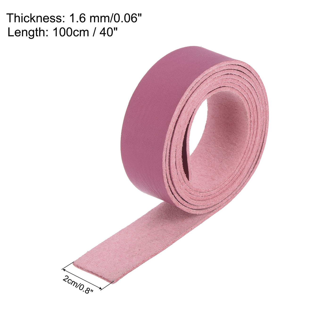 Harfington Leather Straps Strip Belt 2cm(0.8" Width) 100cm(40" Length) Leather Strips String Dark Pink for DIY Craft, Jewelry, Key Chains, Pack of 2