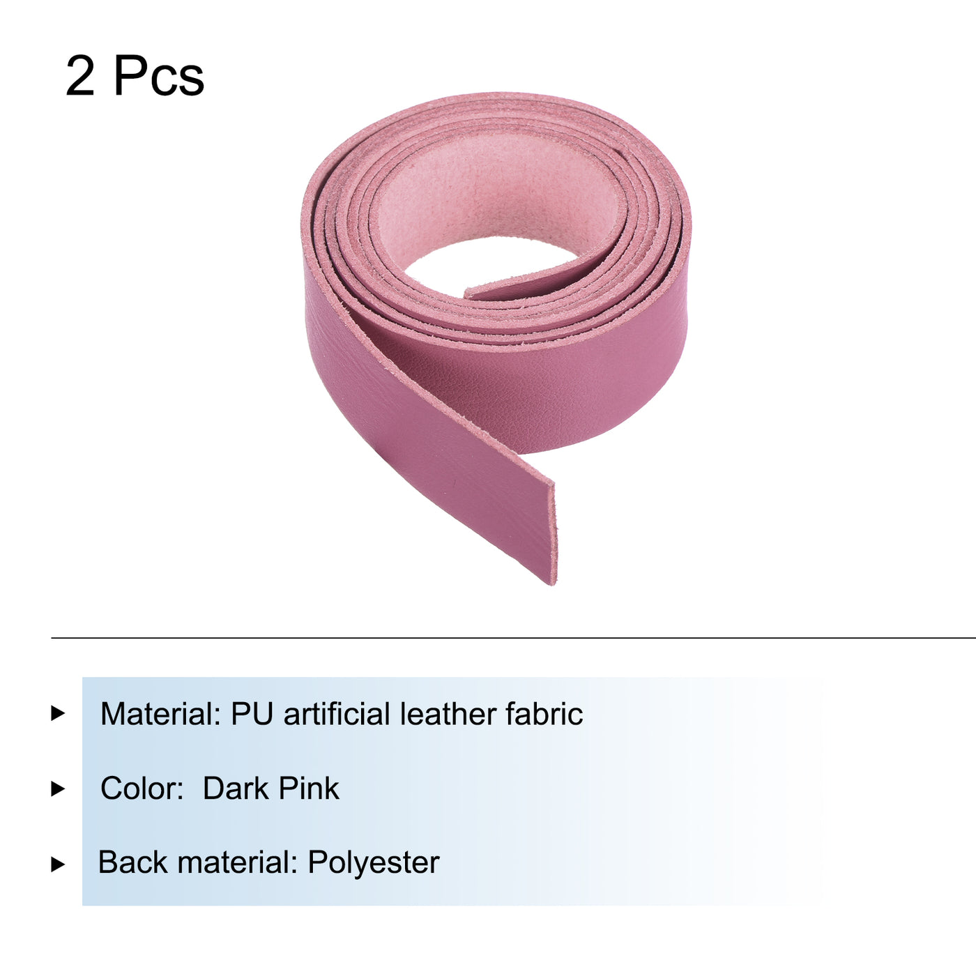 Harfington Leather Straps Strip Belt 2cm(0.8" Width) 100cm(40" Length) Leather Strips String Dark Pink for DIY Craft, Jewelry, Key Chains, Pack of 2