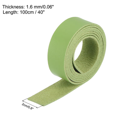 Harfington Leather Straps Strip Belt 2cm(0.8" Width) 100cm(40" Length) Leather Strips String Green for DIY Craft, Jewelry, Key Chains, Pack of 2