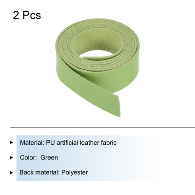 Harfington Leather Straps Strip Belt 2cm(0.8" Width) 100cm(40" Length) Leather Strips String Green for DIY Craft, Jewelry, Key Chains, Pack of 2