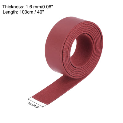 Harfington Leather Straps Strip Belt 2cm(0.8" Width) 100cm(40" Length) Leather Strips String Red for DIY Craft, Jewelry, Key Chains, Pack of 2