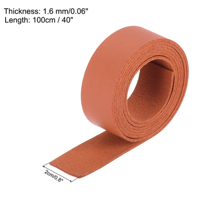 Harfington Leather Straps Strip Belt 2cm(0.8" Width) 100cm(40" Length) Leather Strips String Orange for DIY Craft, Jewelry, Key Chains, Pack of 2