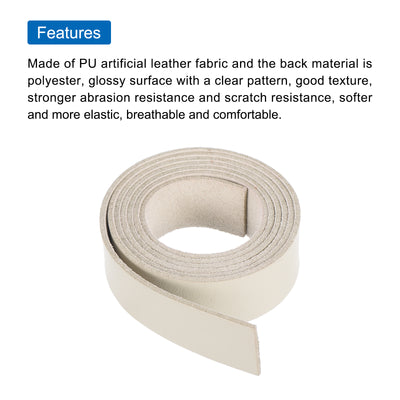 Harfington Leather Straps Strip Belt 2cm(0.8" Width) 100cm(40" Length) Leather Strips String Beige for DIY Craft, Jewelry, Key Chains, Pack of 2