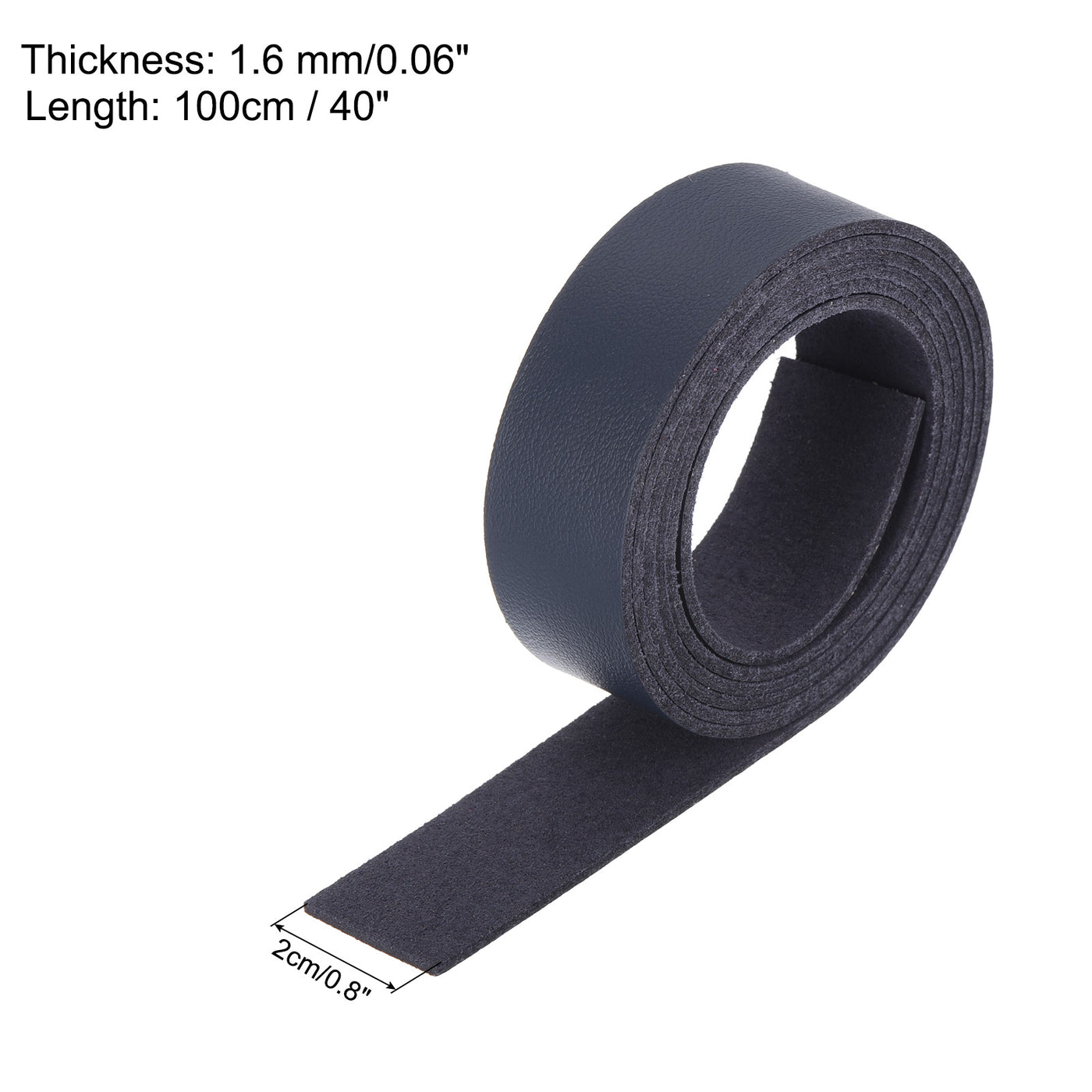 Harfington Leather Straps Strip Belt 2cm(0.8" Width) 100cm(40" Length) Leather Strips String Dark Blue for DIY Craft, Jewelry, Key Chains