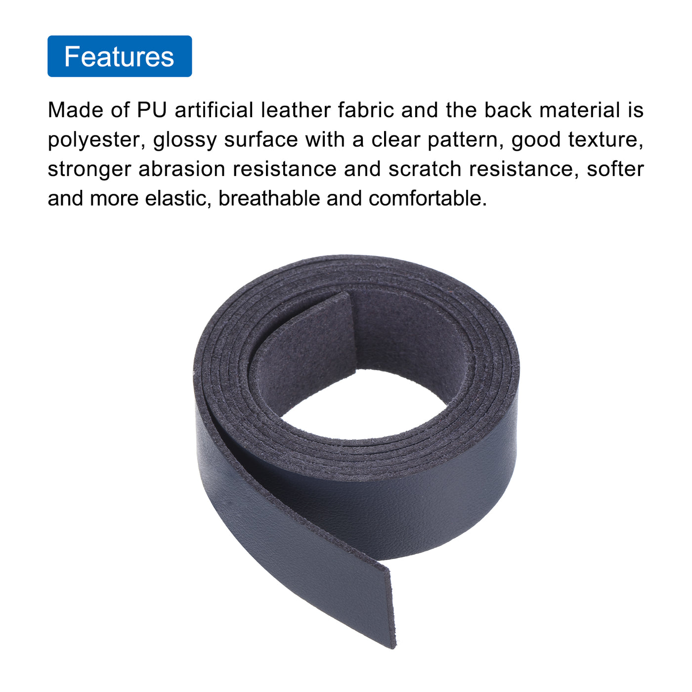 Harfington Leather Straps Strip Belt 2cm(0.8" Width) 100cm(40" Length) Leather Strips String Dark Blue for DIY Craft, Jewelry, Key Chains