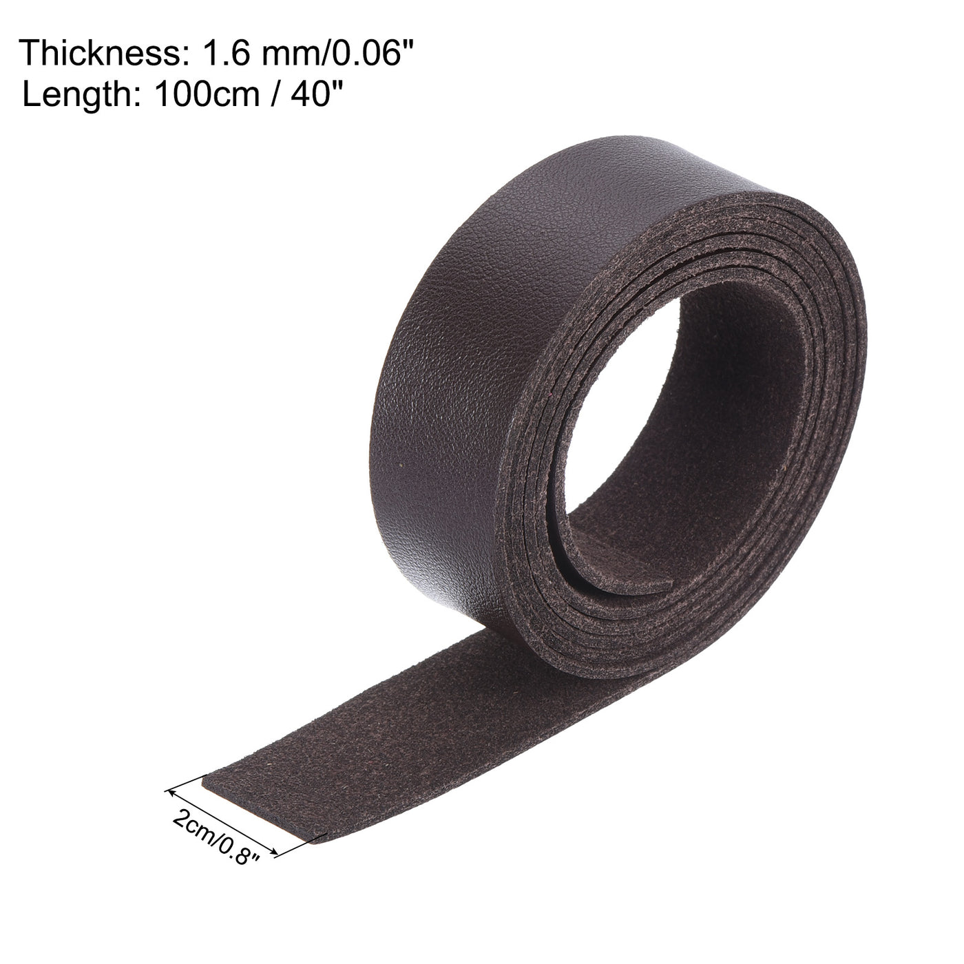 Harfington Leather Straps Strip Belt 2cm(0.8" Width) 100cm(40" Length) Leather Strips String Dark Brown for DIY Craft, Jewelry, Key Chains