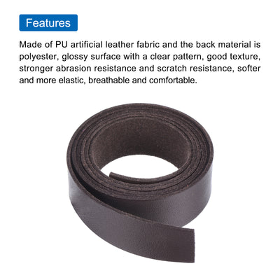 Harfington Leather Straps Strip Belt 2cm(0.8" Width) 100cm(40" Length) Leather Strips String Dark Brown for DIY Craft, Jewelry, Key Chains