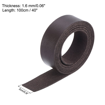 Harfington Leather Straps Strip Belt 2cm(0.8" Width) 100cm(40" Length) Leather Strips String Dark Brown for DIY Craft, Jewelry, Key Chains, Pack of 2